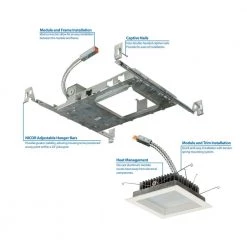 Promo 🔔 5 in. White (3000K) LED Recessed Square Downlight Kit with Housing, Baffle Trim, and LED Module by NICOR 🧨 -NICOR Sales Store nicor recessed lighting trims dlq5 10 120 3k wh bf c3 1000