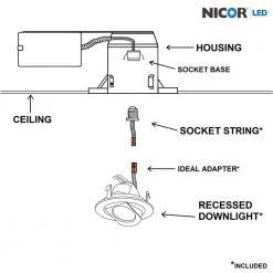 New 🤩 4 in. White Retractable Wall Wash Integrated LED Recessed Downlight Trim, 2700K, 90 CRI by NICOR ⌛ -NICOR Sales Store nicor recessed lighting trims dlr4 r 10 120 2k wh fa 1000