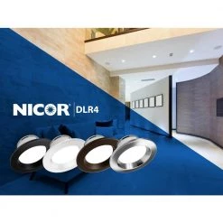 Cheapest ⭐ DLR4 Series 4 in. Black 4000K Integrated LED Recessed Retrofit Downlight Trim by NICOR 👏 -NICOR Sales Store nicor recessed lighting trims dlr45061204kbk 44 1000