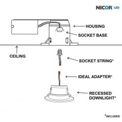 Cheapest ⭐ DLR4 Series 4 in. Black 4000K Integrated LED Recessed Retrofit Downlight Trim by NICOR 👏 -NICOR Sales Store nicor recessed lighting trims dlr45061204kbk 76 1000