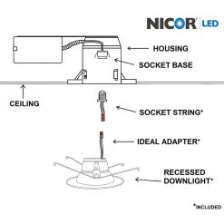 Hot Sale 🎉 5/6 in. 5000K White Integrated LED Recessed Retrofit Downlight Trim by NICOR 🧨 -NICOR Sales Store nicor recessed lighting trims dlr565081205kwh 44 1000