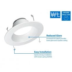 Top 10 ⌛ 6 in. White 800 Lumens 5000K New Construction Recessed Integrated LED Kit by NICOR 🌟 -NICOR Sales Store nicor recessed lighting trims dlr565sys085kwh a0 1000