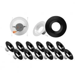 New 😉 DLR Series 5-6 in. Black Selectable CCT Integrated LED Recessed Retrofit Downlight Trim, Remodel, Dimmable, 12-Pack by NICOR 🌟