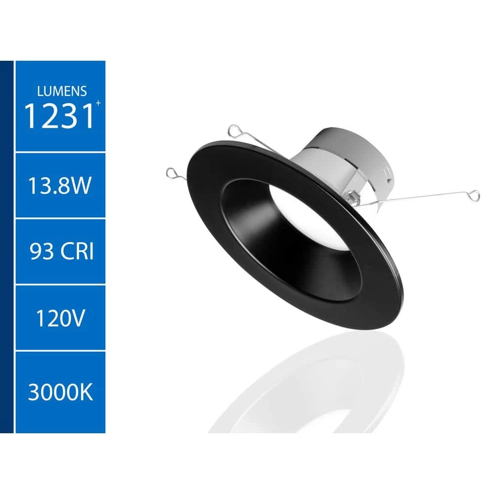 Outlet ๐ฏ DLR Series 5-6 in. Black 3000K High-Output Integrated LED Recessed Retrofit Downlight Trim, Remodel, Dimmable by NICOR ๐ 4 Outlet ๐ฏ DLR Series 5-6 in. Black 3000K High-Output Integrated LED Recessed Retrofit Downlight Trim, Remodel, Dimmable by NICOR ๐ - Image 2