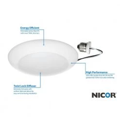 Best Sale 🌟 DLS 4 in. White Integrated LED Recessed Surface Mount Retrofit Trim in 3000K (12-Pack) by NICOR 🔔 -NICOR Sales Store nicor recessed lighting trims dls4 3006 120 3k wh 12pk a0 1000