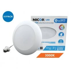 Promo ๐ DLS 5/6 in. White 900 Lumen Integrated LED Recessed Surface Mount Trim in 3000K (10-Pack) by NICOR ๐คฉ