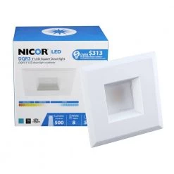 Hot Sale 👍 DLR Series 3 in. White (3000K) LED Square Recessed Retrofit Downlight Trim Kit, 90+ CRI by NICOR ⌛