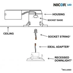 Brand new 🤩 DQR4MA Series 4 in. Square 3000K White Integrated LED Recessed Gimbal/Eyeball Trim by NICOR 👏 -NICOR Sales Store nicor recessed lighting trims dqr4ma11203kwh 76 1000
