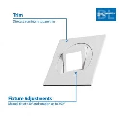 Brand new 🤩 DQR4MA Series 4 in. Square 3000K White Integrated LED Recessed Gimbal/Eyeball Trim by NICOR 👏 -NICOR Sales Store nicor recessed lighting trims dqr4ma11203kwh 77 1000