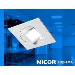 Brand new 🤩 DQR4MA Series 4 in. Square 3000K White Integrated LED Recessed Gimbal/Eyeball Trim by NICOR 👏 -NICOR Sales Store nicor recessed lighting trims dqr4ma11203kwh d4 1000