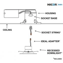 Deals 👏 DLR Series 5 in. White (1190 Lumens) LED Square Recessed Retrofit Downlight Trim Kit, 4000K by NICOR 😉 -NICOR Sales Store nicor recessed lighting trims dqr5 10 120 4k wh bf 76 1000