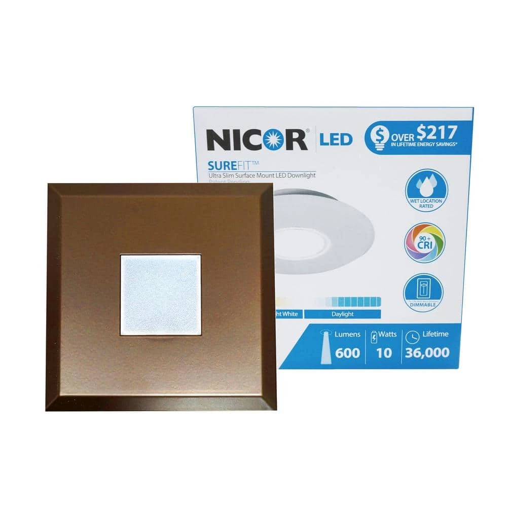 New โค๏ธ SureFit 9.6-Watt Square Oil-Rubbed Bronze Integrated LED Flush Mount with 2700K by NICOR ๐ฅฐ 3 New โค๏ธ SureFit 9.6-Watt Square Oil-Rubbed Bronze Integrated LED Flush Mount with 2700K by NICOR ๐ฅฐ