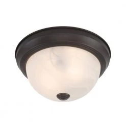Best Pirce 👏 2-Light Oil-Rubbed Bronze Flush Mount with White Marble Glass Shade by Yosemite Home Decor ⌛ -NICOR Sales Store oil rubbed bronze yosemite home decor flush mount lights jk101 11orb 4f 1000