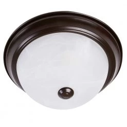 Best Pirce 👏 2-Light Oil-Rubbed Bronze Flush Mount with White Marble Glass Shade by Yosemite Home Decor ⌛
