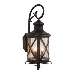 Wholesale ❤️ Lorenza Collection 4-Light Oil Rubbed Bronze Outdoor Incandescent Bulbs Wall Mount Lantern Sconce by Yosemite Home Decor 🧨