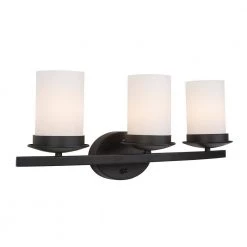 Outlet 💯 Columbia Rock 3-Light Oil Rubbed Bronze Bathroom Vanity Light with White Glass Shade by Yosemite Home Decor ⌛ -NICOR Sales Store oil rubbed bronze yosemite home decor vanity lighting 101 3v orb 66 1000