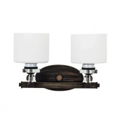 Deals 💯 Mitchell Peak 2-Light Oil Rubbed Bronze Bathroom Vanity Light with Dove White Glass Shade by Yosemite Home Decor 👏