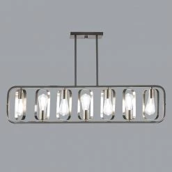 Discount 😀 Ellipitical 7-Light Island Light in Polish Nickel Chandelier with Rotating Decorative by Yosemite Home Decor 🛒 -NICOR Sales Store polish nickel yosemite home decor chandeliers 120027746 4f 1000