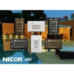 Cheap 👍 STP Series Hardwire White LED Stair Light with Dusk to Dawn Sensor by NICOR 😍 -NICOR Sales Store powder coated nicor stair lights stp 10 120 wh pc d4 1000