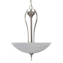 Cheapest 🌟 Glacier Point Collection 3-Light Satin Nickel Pendant with Ivory Cloud Glass Shade by Yosemite Home Decor 🤩