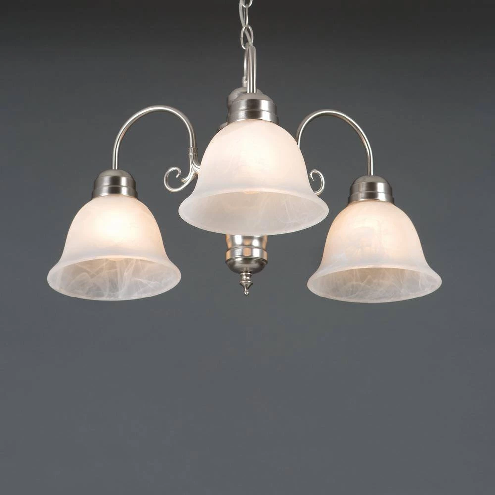 Cheapest 😀 Manzanita Collection 3-Light Satin Nickel Hanging Chandelier with Marble Glass Shade by Yosemite Home Decor 😉 5 Cheapest 😀 Manzanita Collection 3-Light Satin Nickel Hanging Chandelier with Marble Glass Shade by Yosemite Home Decor 😉 - Image 3
