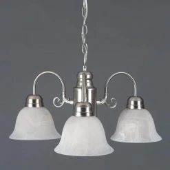 Cheapest ๐ Manzanita Collection 3-Light Satin Nickel Hanging Chandelier with Marble Glass Shade by Yosemite Home Decor ๐