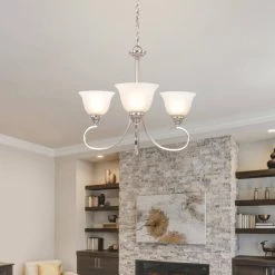 Best Sale 🛒 3-Light Satin Nickel Chandelier with Shade by Yosemite Home Decor ⌛ -NICOR Sales Store satin nickel yosemite home decor chandeliers 93433 3sn 31 1000