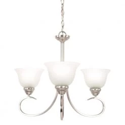 Best Sale 🛒 3-Light Satin Nickel Chandelier with Shade by Yosemite Home Decor ⌛