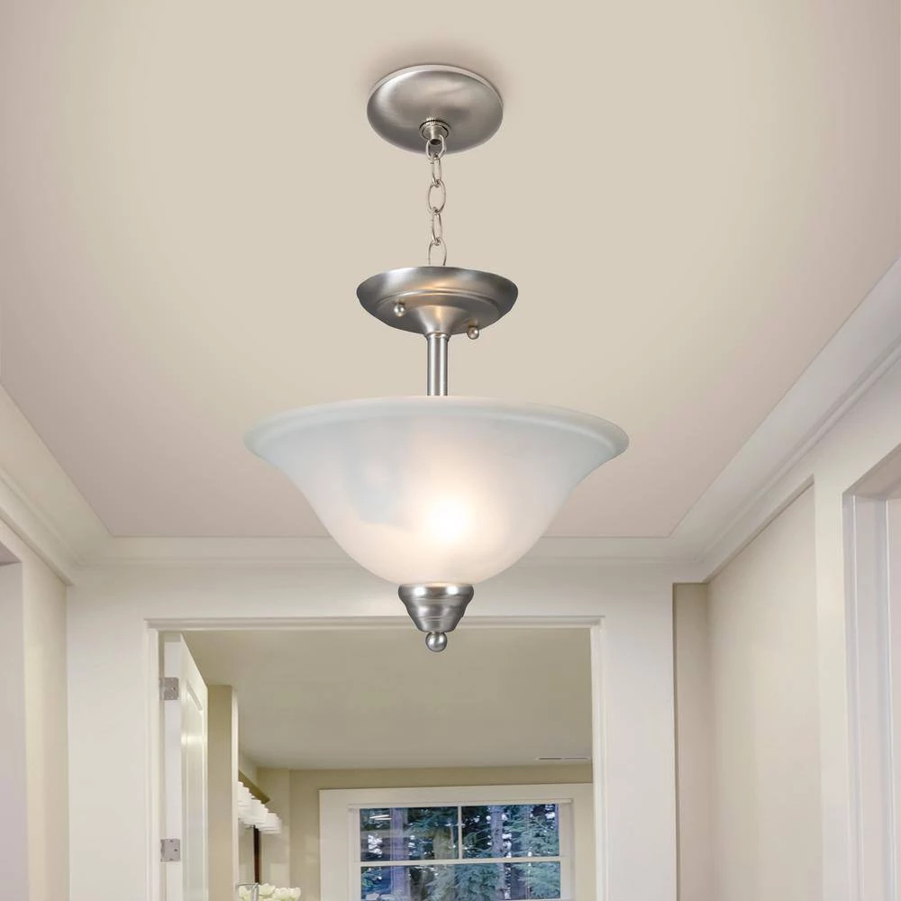 Budget ✔️ 2-Light Pendant in Satin Nickel Finish with White Glass Shade by Yosemite Home Decor ❤️ 8 Budget ✔️ 2-Light Pendant in Satin Nickel Finish with White Glass Shade by Yosemite Home Decor ❤️ - Image 6