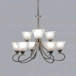 Budget 💯 9-Light Satin Nickel Chandelier with White Glass Shade by Yosemite Home Decor 🌟 16 Budget 💯 9-Light Satin Nickel Chandelier with White Glass Shade by Yosemite Home Decor 🌟 -NICOR Sales Store satin nickel yosemite home decor chandeliers 93455 9sn 1f 1000