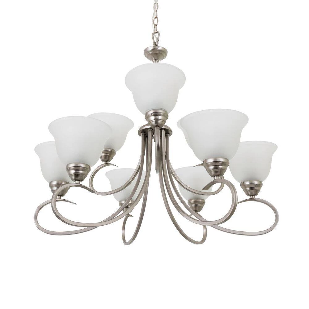 Budget 💯 9-Light Satin Nickel Chandelier with White Glass Shade by Yosemite Home Decor 🌟 9 Budget 💯 9-Light Satin Nickel Chandelier with White Glass Shade by Yosemite Home Decor 🌟 - Image 7