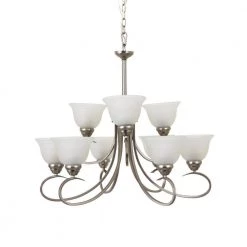 Budget 💯 9-Light Satin Nickel Chandelier with White Glass Shade by Yosemite Home Decor 🌟 15 Budget 💯 9-Light Satin Nickel Chandelier with White Glass Shade by Yosemite Home Decor 🌟 -NICOR Sales Store satin nickel yosemite home decor chandeliers 93455 9sn 4f 1000