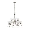 Budget 💯 9-Light Satin Nickel Chandelier with White Glass Shade by Yosemite Home Decor 🌟 -NICOR Sales Store satin nickel yosemite home decor chandeliers 93455 9sn 64 1000