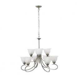 Budget 💯 9-Light Satin Nickel Chandelier with White Glass Shade by Yosemite Home Decor 🌟