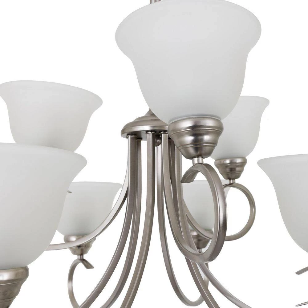 Budget 💯 9-Light Satin Nickel Chandelier with White Glass Shade by Yosemite Home Decor 🌟 10 Budget 💯 9-Light Satin Nickel Chandelier with White Glass Shade by Yosemite Home Decor 🌟 - Image 8