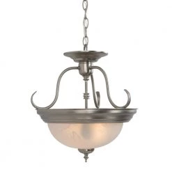 Best reviews of 🌟 Elizabeth Collection 2-Light Satin Nickel Semi-Flush Mount Light with Alabaster Glass Shade by Yosemite Home Decor 💯