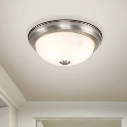 Best deal 👍 Belen 2-Light Satin Nickel Flush Mount with White Marble Glass Shade by Yosemite Home Decor 🌟 -NICOR Sales Store satin nickel yosemite home decor flush mount lights jk101 11sn 44 1000