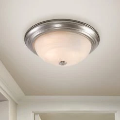 New ⌛ Belen 2-Light Satin Nickel Flush Mount with White Marble Glass Shade by Yosemite Home Decor 👏 -NICOR Sales Store satin nickel yosemite home decor flush mount lights jk102 13sn 1f 1000