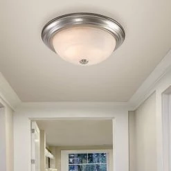 New ⌛ Belen 2-Light Satin Nickel Flush Mount with White Marble Glass Shade by Yosemite Home Decor 👏 -NICOR Sales Store satin nickel yosemite home decor flush mount lights jk102 13sn 31 1000