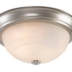 New ⌛ Belen 2-Light Satin Nickel Flush Mount with White Marble Glass Shade by Yosemite Home Decor 👏 -NICOR Sales Store satin nickel yosemite home decor flush mount lights jk102 13sn 4f 1000