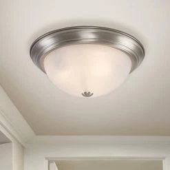 Coupon 😉 3-Light Satin Nickel Flush Mount with White Marble Glass Shade by Yosemite Home Decor 🔔 -NICOR Sales Store satin nickel yosemite home decor flush mount lights jk103 16sn 1f 1000