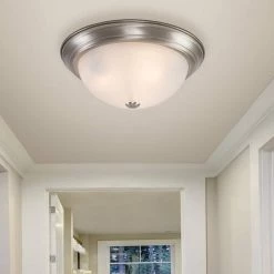 Coupon 😉 3-Light Satin Nickel Flush Mount with White Marble Glass Shade by Yosemite Home Decor 🔔 -NICOR Sales Store satin nickel yosemite home decor flush mount lights jk103 16sn 31 1000