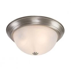 Coupon 😉 3-Light Satin Nickel Flush Mount with White Marble Glass Shade by Yosemite Home Decor 🔔