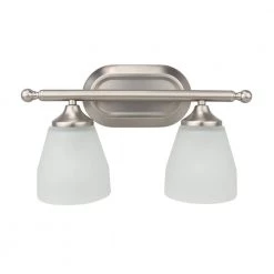 New ❤️ Jordan 2-Light Satin Nickel Vanity Light with Frosted White Glass Shades by Yosemite Home Decor ⭐