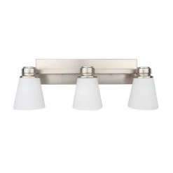 New 🧨 Jordan 3-Light Satin Nickel Vanity Light with Frosted White Glass Shades by Yosemite Home Decor 🤩