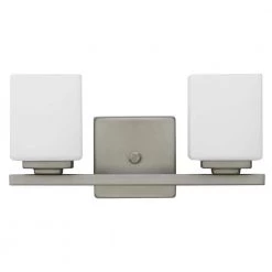 Cheapest ⭐ Jordan 2-Light Satin Nickel Vanity Light with Frosted White Glass Shades by Yosemite Home Decor 👏