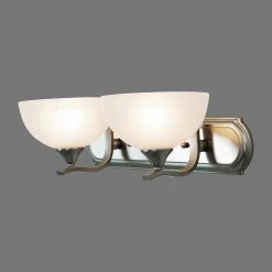 Wholesale 🧨 Glacier Point Collection 2-Light Satin Nickel Bathroom Vanity Light with Ivory Cloud Glass Shade by Yosemite Home Decor 🥰 -NICOR Sales Store satin nickel yosemite home decor vanity lighting 1392sn 1f 1000