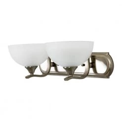 Wholesale 🧨 Glacier Point Collection 2-Light Satin Nickel Bathroom Vanity Light with Ivory Cloud Glass Shade by Yosemite Home Decor 🥰 -NICOR Sales Store satin nickel yosemite home decor vanity lighting 1392sn 4f 1000