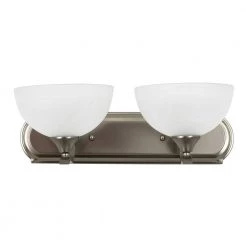 Wholesale ๐งจ Glacier Point Collection 2-Light Satin Nickel Bathroom Vanity Light with Ivory Cloud Glass Shade by Yosemite Home Decor ๐ฅฐ