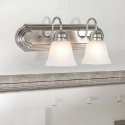 Cheap 🔥 Vanity Lighting Family 2-Light Satin Nickel Frame Bathroom Vanity Light with Alabaster Shade by Yosemite Home Decor ✔️ -NICOR Sales Store satin nickel yosemite home decor vanity lighting 4992 2sn 31 1000
